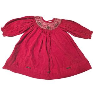Zuccini Red Corduroy Smocked Collar Dress Baby Girls 12‎ Months Holiday